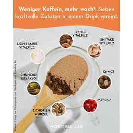 SuperCoffee - Mushroom Coffee with Lions Mane, Reishi & MCT Powder - 3 Vital Mushrooms & 4 Superfoods - 100% Natural & Vegan - Made in Germany - 168 g