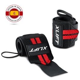 xlift 2 x Fitness Wrist Wraps - Crossfit - Gym Accessories - Wrist Brace for Weightlifting - Wrist Wraps - Sports Wrist Wraps for Men and Women (Black/Red)