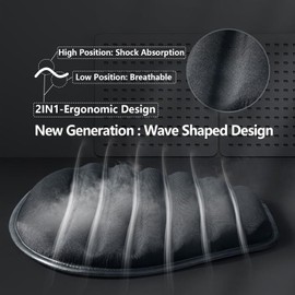 PhyiFlbey Motorcycle Shock-Absorbing Seat Cushion, Wave Honeycomb Structure, Breathable, Shock-Absorbing, Highly Flexible, Motorcycle Gel Seat Cushion for Long Rides