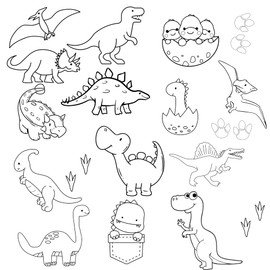 Dinosaur Embroidery Patterns Kit - 22 Fun Modern Water Soluble Hand Embroidery Patterns by Peekaboo Porch on Sulky Stick n Stitch Self Adhesive Wash Away Stabilizer Paper for Beginners and Adults
