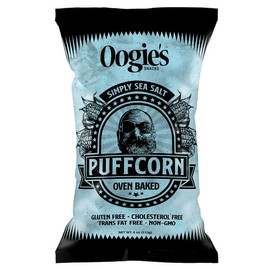 Oogie's Gourmet Puffcorn | 4 Pack | Simply Sea Salt Flavor | Gluten Free Puffcorn Snacks | 4 Ounce Big Bag