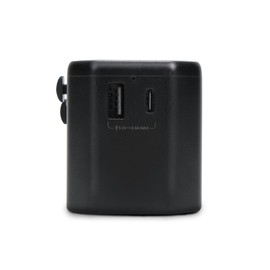 AT&T Multi Port 12W USB-C and USB-A Universal Travel AC Plug Adapter Wall Block for USA, EU, UK, AUS (Black, 12W)