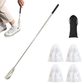 Kleiner Schuhlöffel Lang, Ausziehbarer Schuhanzieher Lang Metall, Edelstahl Langer Schuhlöffel Metall, Langer Griff Schuhanzieher Metall für Herren Damen Kinder Senioren, 25.5-63 cm (B)