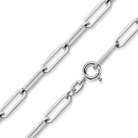 MATERIA by Matthias Wagner K138 Women's Wide Anchor Chain 925 Sterling Silver Necklace Chain Design 3 mm, Sterling Silver