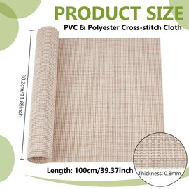 BENECREAT 14CT Plastic Cross Stitch Fabric, 1000 * 302mm Brownish Yellow Aida Cloth, Craft Embroidery Cloth for Home DIY Embroidery Decoration