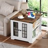 HOOBRO Farmhouse End Table with Charging Station, 23.6" Large End