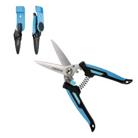 CEERAYZ 200mm Scissors All Purpose Heavy Duty, Garden Shears, Scissors for DIY Projects, Office, Production Lines, Pruning, with Protective Sheath and Magnetic Holder (Black/Blue)