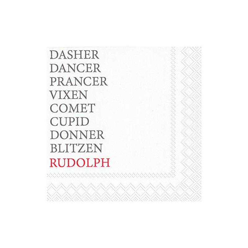 Boston International IHR 3-Ply Paper Napkins, 20-Count Cocktail Size, Reindeer