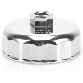 84mm 14 Flutes Oil Filter Socket Oil Filter Cap Wrench Tool Universal Chrome Plated Steel Oil Filter Removal Tool Compatible with Mercedes Dodge and Jeep 3.0L Diesel Engines