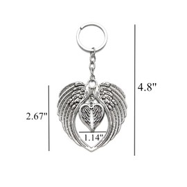 PHAETON 15PCS Silver Big Size Angel Wings Charms Keychain Double Angel Wings Key Ring for Memorial Keyring Religious Gifts Memorial Decorations