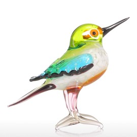 Tooarts Too-arts Tiny Bird Glass Sculpture Ornament Bird Figurine Hand Blown Statue Multicolor