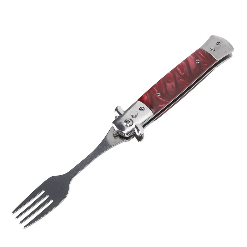 Folding Spring Camping Fork One Button Flick 304 Stainless Steel