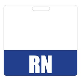 RN Badge Buddy (Blue) - Horizontal Heavy Duty Tags for Resident Nurses - Double Sided Identification Card