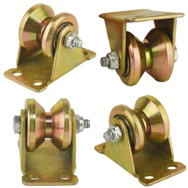 Set of 4 Pulleys for Ropes, Lre Co. V-Groove Idler Pulley Steel Cable Heavy Duty Roller Wheel Pulley Lifting Cranes Load Capacity 200kg Steel Castors for Washing Line/Pulley System/Roller Shutters