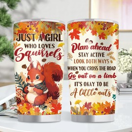 Goiicoln Squirrel Coffee Tumbler, 20 Oz Stainless Steel Squirrels Tumbler with Lid and Straw, Unique Birthday Squirrel Gifts for Squirrel Lover, Squirrel Gift for Women, Travel Fall Tumbler