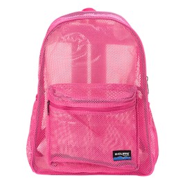Heavy Duty Classic Gym Student Mesh See Through Netting Backpack | Padded Straps | Hot Pink