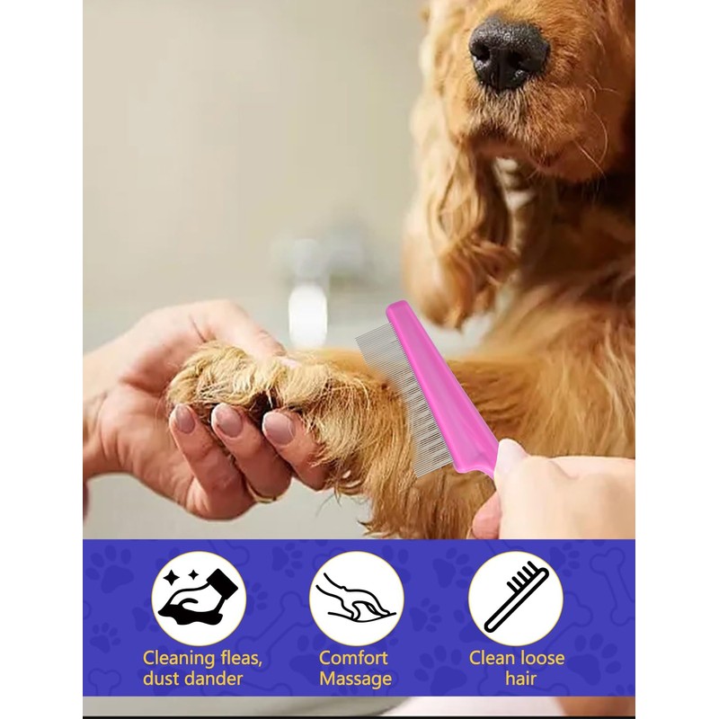 CAPHONT Flea Comb for Cats with Handle, 4 Pcs Flea