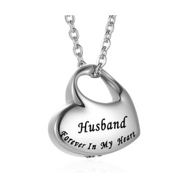 VIUJUH Cremation Urn Jewelry for Ashes, Ash Keepsake Urn Necklace for Man Women,Waterproof Memorial Pendant with free filling kit & velvet box, Metal, no-application