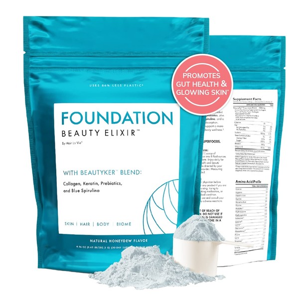 Hair La Vie Foundation Collagen Elixir with Keratin and Prebiotics for a Healthy Skin, Hair, & Body, 10 fl oz.