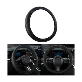 Adunsiaoto Carbon Fibre Non-Slip Steering Wheel Protector Without Inner Ring, Universal Breathable Anti-Slip Protector Interior Accessories for Auto Truck Suv, Car Steering Wheel Cover(Black)