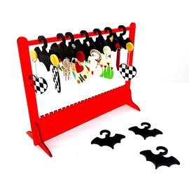 lemonadeus Cute Earring Rack Holder Coat Hangers Stand Unique Earring Closet Acrylic Earring Display Stand Earrings Organizer Ear Stud Holder (red&bat black)