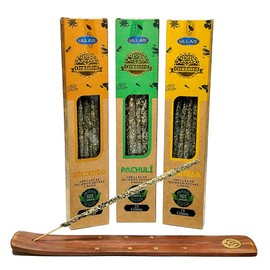 Pack of 3 Organic Natural Incense Ullas + Tablet Brand Aromasenses (Vainilla - Frankincense - Patchouli)