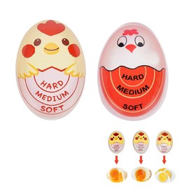 Pack of 2 Egg Timer for Cooking (Hard/Medium/Soft), Egg Timer, Timer for Boiled Eggs, Modern Egg Timer, Selection of the Maturity Level of Eggs Depending on the Temperature, for Home, School,