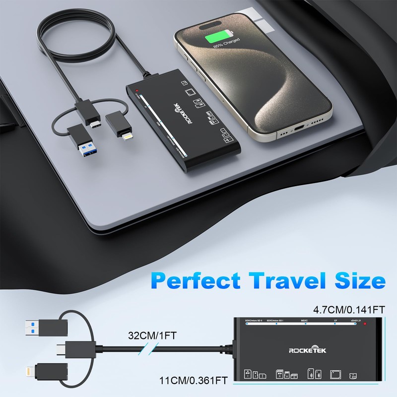 7-in-1 USB3.0 Multi Card Reader 2FT, USB 3.0 Memory Card