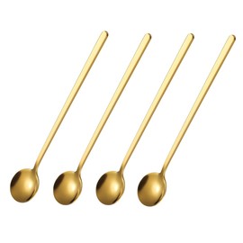 IZELOKAY 6.7 Inches 304 Stainless Steel Mixing Spoons, Stirring Spoons, Tea Spoons, Gold Teaspoons, Ice Tea Spoons, Set of 4 (Gold)