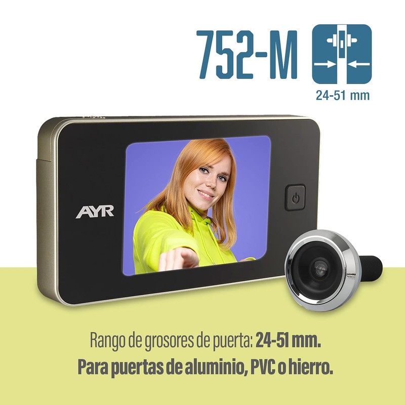 AYR 752-M Digitaler Türspion, Nickel matt und Chrom glänzend, für