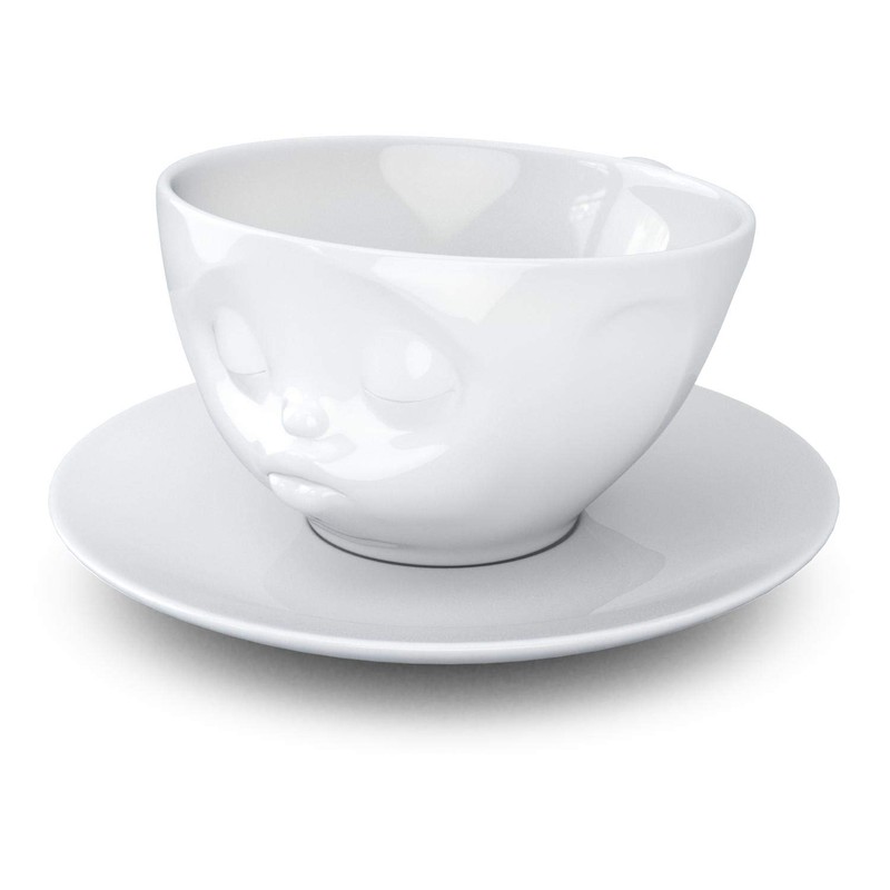 Coffee Cup With Saucer Kissing Design White