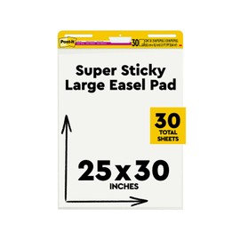 POST-IT 3M Notas Adhesivas Tipo Rotafolio 2x Adhesión Blanco 30 hojas Super adhesivas reposicionable, Hojas gruesas, Sin traspaso de tinta, Compatible con bases estándar, 63.5 x 76.2 cm