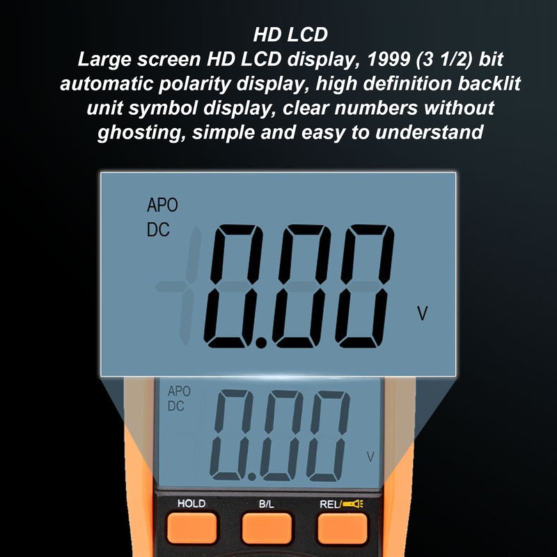 Digital Multimeter Multifunctional HD LCD Display Voltage Current Resistance Tester