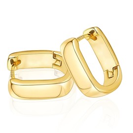 Chunky Hoop Earring for Women, Hypoallergenic Sterling Silver Minimalist Gold Oval Lightweight Huggie Thick Hoop Earrings, Small Thick Huggie Hoop for Birthday Party Jewelry(Gold)