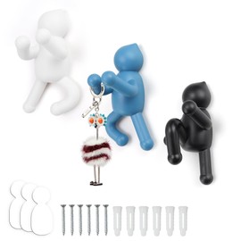 KLEHOPE 3 Pack Jackets Wall Hooks, Single Coat Hooks, Bag Holder, Magnetic Men, Suitable for Bedroom, Doors, Hallways, Bathrooms