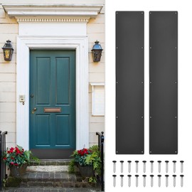 uxcell 2pcs Door Kick Plate, 6 x 32 Inches Aluminum Kick Plate Door Plate, 1.5mm (1/16 Inch) Thickness, for Exterior Front Door or Back Door, Black