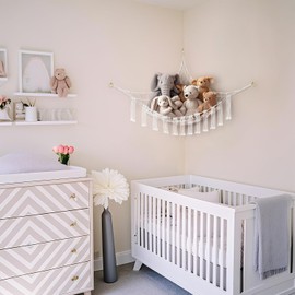 59 x 47 inches Stuffed Animal Hammock Corner Net, Plushie Net for Stuffed Animals Corner Large, Cotton Hammock Holder for Home, Room, Wall, Bedroom Decor (White)