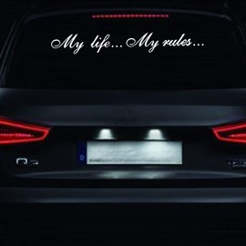 My life My rules Car Stickers and Decals Windshield Banner Door Bumper sticker 23x3in (White)