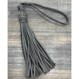 Bag Charm with Tassel for Purses & Totes Faux Suede Leather (Dark Gray)