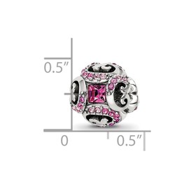 JewelryWeb 10mm 925 Sterling Silver Polished Reflections With Crystals Renaissance Bead-Bead Charm Pendant Necklace for Women