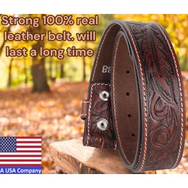 Western Belt without buckle for men – Full Grain Leather Cowboy Belts for jeans - One Piece Leather strap belt, USA,2022-63, size 36