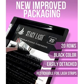 STACY LASH Extensiones de pestaas C Curl de Stacy LashPestaas individuales de visn negro (0,25 mm 9 mm)                                               