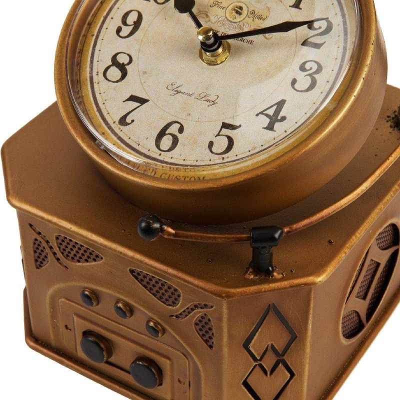 Hometime Metal Mantel Clock - Vintage Style Gramophone