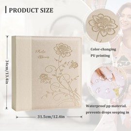 Miaikoe Photo Album 6x4 600 Photos Slip in, Extra Large Capacity Leather Cover Wedding Family Picture Albums Holds 600 Horizontal and Vertical 10x15cm Landscape Photos(Beige)