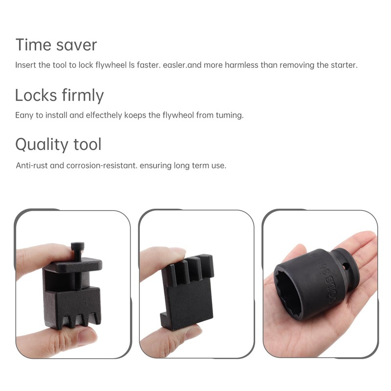 ePathChina 3Pcs Flywheel Locking Tool with 36mm 3/4Inches Socket for