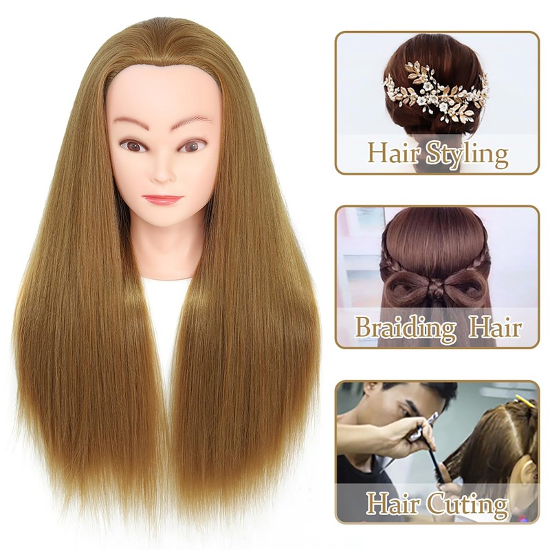26" Mannequin Head High Temperature Resistant Hair Professional Hairdressing Training