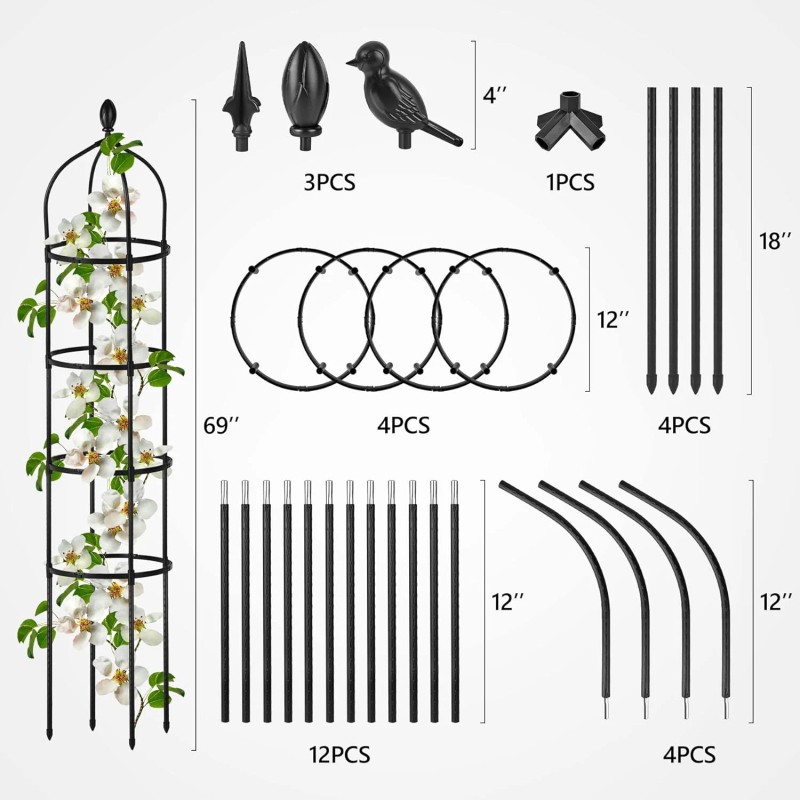 Garden Obelisk Trellis for Climbing Plants Outdoor 6 Ft Rose