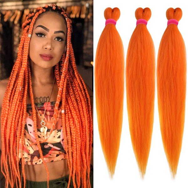 Leeven Pre stretched Braiding Hair 26 Inch 3 Pack orange