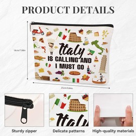 SEAOYOZO Italy Travel Gift Makeup Bag for Italy Lover Italy Themed Gifts for Italy Traveller Women Friends Sister Zipper Pouch Cosmetic bag Italy Trip Essentials