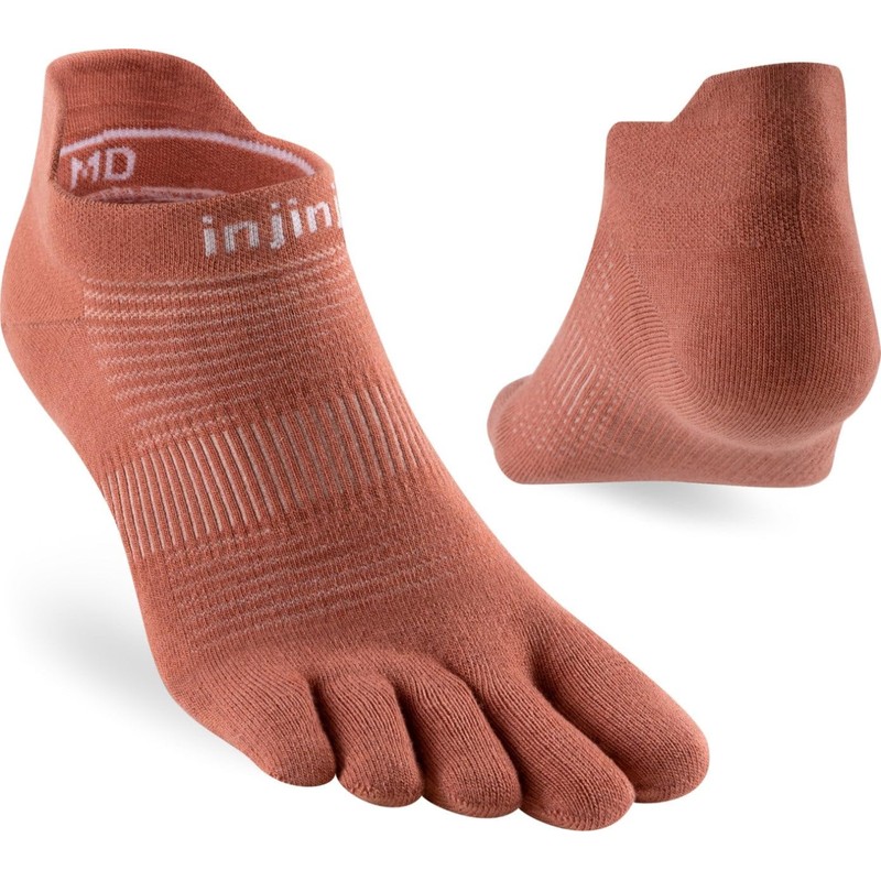 Injinji Run Lightweight No-Show Rust, M, brown
